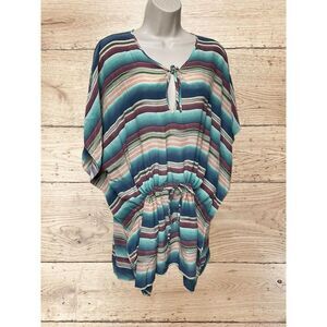 Hermanny By Vix 100%‎ Silk Coverup Southwest Beach Cowgirl Poncho Topper